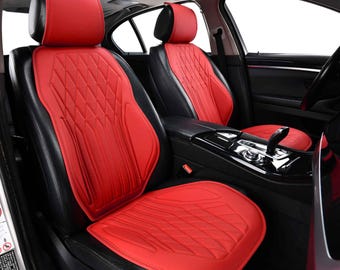 Pokrowce na fotele samochodowe Ferrari Red Diamond Stitch Eco Leather | Oddychający wygląd OEM – VeilFit™ od Luxus