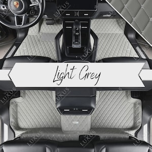 Light Gray Luxury Custom Car Mats, Diamond Design Car Floor Mats, Leather Car Mats Full Set, Car Decor, Car Accessories