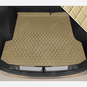 Cream Beige Premium Diamond Custom Trunk Liner, Trunk Liner Mat, Car Trunk Mat, Leather Car Boot Mat, Car Decor, Car Accessories