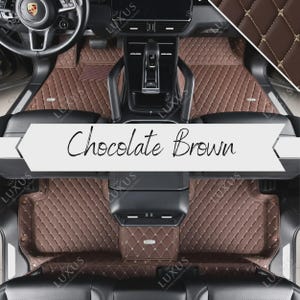 Chocolate Brown Luxury Custom Car Mats, Diamond Design Car Floor Mats, Leather Car Mats Full Set, Car Decor, Car Accessories