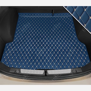 Vintage Blue Premium Diamond Custom Trunk Liner, Trunk Liner Mat, Car Trunk Mat, Leather Car Boot Mat, Car Decor, Car Accessories