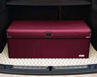 Luxus Premium Seamless Car Trunk Organizer, Car Storage Solution, Car Trunk Storage for Travel, Travel Car Accessory - Plain Midnight Red