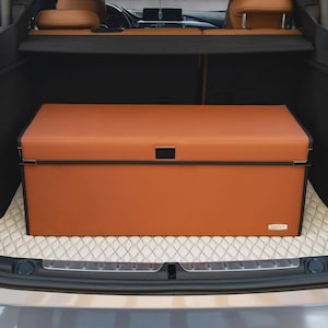 Luxus Premium Seamless Car Trunk Organizer, Car Storage Solution, Car Trunk Storage for Travel, Travel Car Accessory - Caramel Brown
