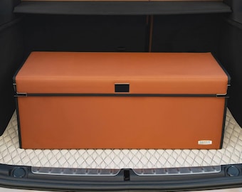 Luxus Premium Seamless Car Trunk Organizer, Car Storage Solution, Car Trunk Storage for Travel, Travel Car Accessory - Caramel Brown