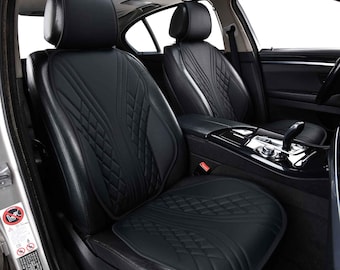 Pokrowce na fotele samochodowe z ekologicznej skóry Onyx Black Diamond Stitch | Oddychający wygląd OEM – VeilFit™ od Luxus