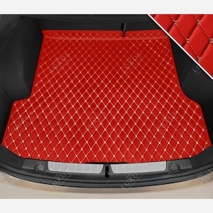 Ferrari Red Premium Diamond Custom Trunk Liner, Trunk Liner Mat, Car Trunk Mat, Leather Car Boot Mat, Car Decor, Car Accessories