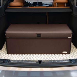 Luxus Premium Seamless Car Trunk Organizer, Car Storage Solution, Car Trunk Storage for Travel, Travel Car Accessory - Chocolate Brown