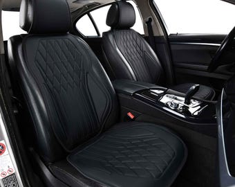 Pokrowce na fotele samochodowe z ekologicznej skóry Onyx Black Diamond Stitch | Oddychający wygląd OEM – VeilFit™ od Luxus