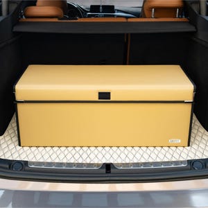 Luxus Cream Beige Seamless Car Trunk Organizer, Car Storage Solution, Car Trunk Storage for Travel, Travel Car Accessory