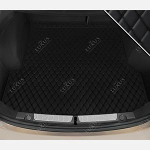 Luxus Premium Diamond Custom Trunk Liner, Trunk Liner Mat, Car Trunk Mat, Leather Car Boot Mat, Car Decor - Black with Black Stitching