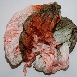 bufanda de seda teñida a mano, bufanda grande con volantes de seda 100%, tostada, rosa polvorienta, kaki, querida, hecha a mano,
