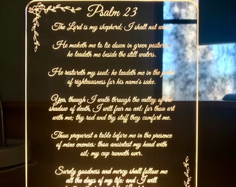 Psalm 23 Acrylic Night Light Sign