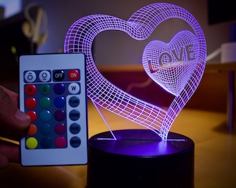 LOVE - Color Changing Night Light - Girlfriend, Boyfriend, Couple, Wedding Gift. W/Remote!