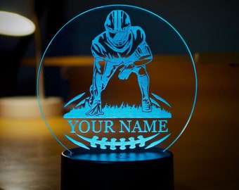 Customized Football Player Gift - Unique Gift for Football Players, Modern Multi Color RGB Light