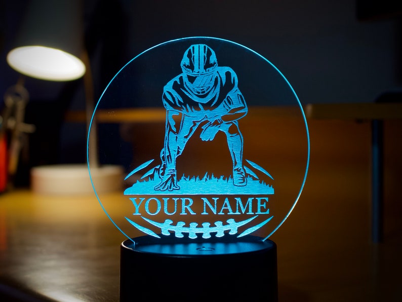 Customized Football Player Gift Unique Gift for Football Players, Modern Multi Color RGB Light image 2