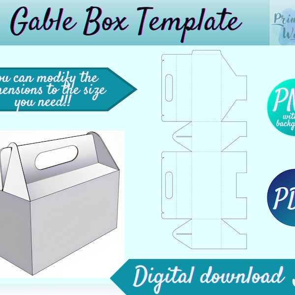 Gable Box Template Bundle, Box Template, Rectangular Box, Packaging Box, Box Vector, Kids Party Boxes, Party Food Boxes, Party Favor Box,