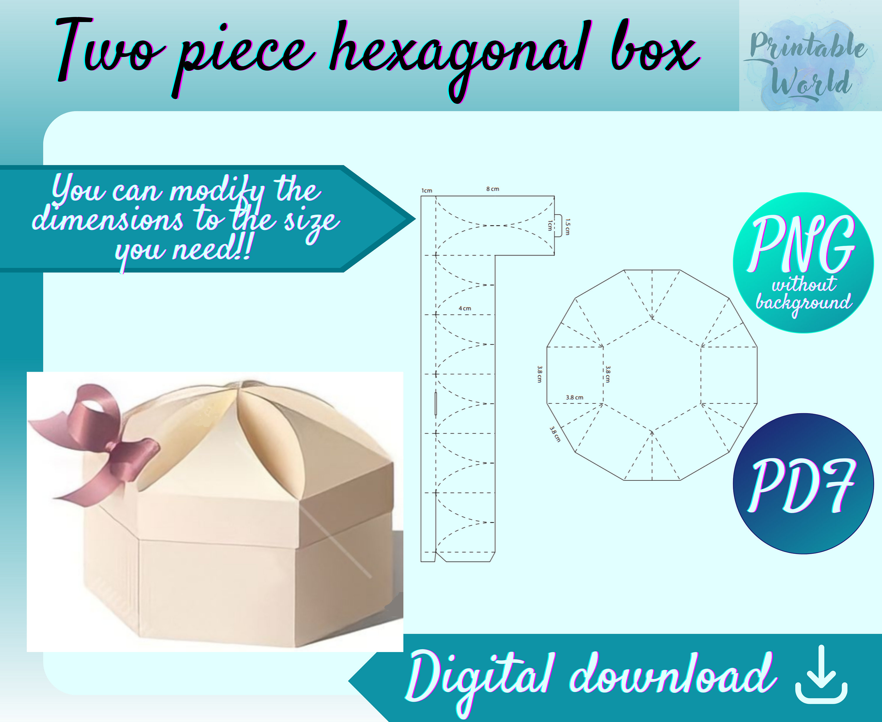 Hexagon Classic Wavy Wooden Gift Box –