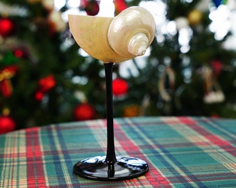 Set Di 2 Bicchieri Da Vino In Vetro E Conchiglia Naturale, Altezza 16 Cm, Design Unico, Ideali Per Matrimoni A Tema Spiaggia E Regali Originali