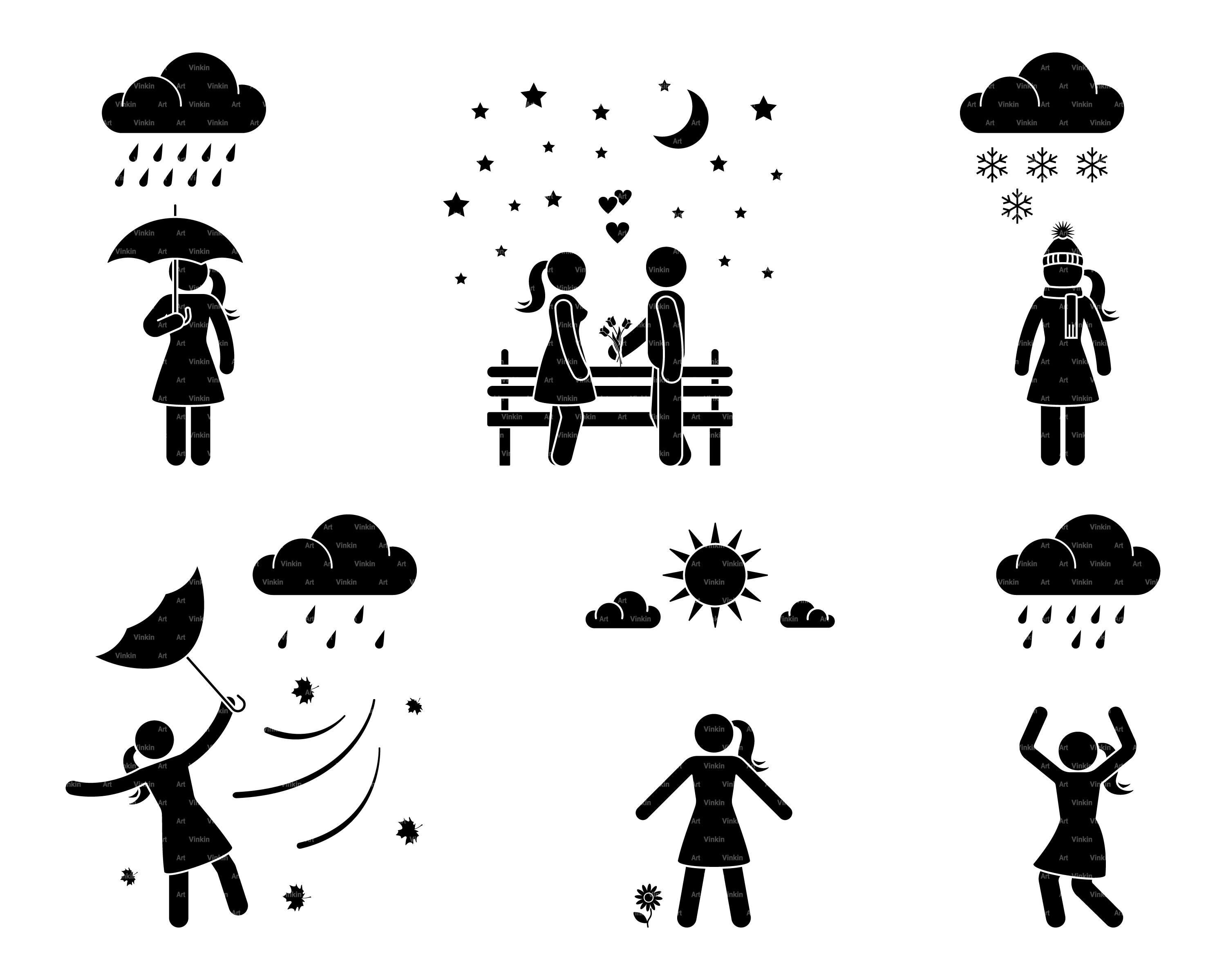 Wetter Clipart Strichmännchen Frau Regenschirm Regen Schnee Wind Sonne Mond  Nacht Sterne Himmel Stick Menschen Mann Paar Datum SVG PNG EPS Instant  Download - Etsy Schweiz, image size:3000x2400