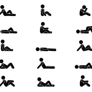 Lying Stick Figure Man People Person Lie Lay Down Floor Laying Sitting Stickman Icon Vector Silhouette Cut File SVG PNG EPS Instant Download