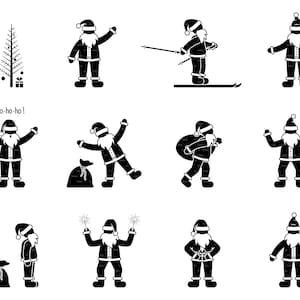 Christmas Sick Figure Santa Claus Man Stickman Person People Icon Vector Silhouette Pictogram SVG PNG EPS Instant Download