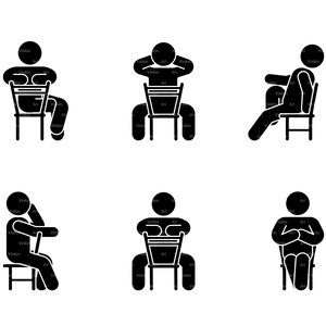 Sit on Chair Stick Figure Person People Stool Seated Man Stickman Resting Thinking Male Clip Art Icon Vector SVG PNG EPS Instant Download