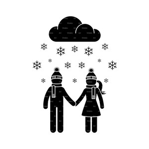 Winter Clip Art Stick Figure Man Woman Boy Girl Snowing Snowflakes Stick People Couple Dating Love Outdoor SVG PNG EPS Cold Weather Icon