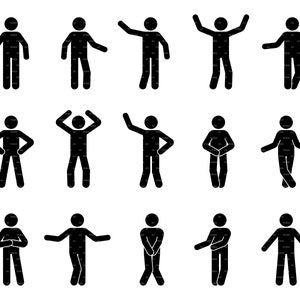 Human Stick Figure Stickman Man Actions Poses Postures standing Pointing  Jumping Hopping Walking Running Sprinting Download PNG SVG Vector