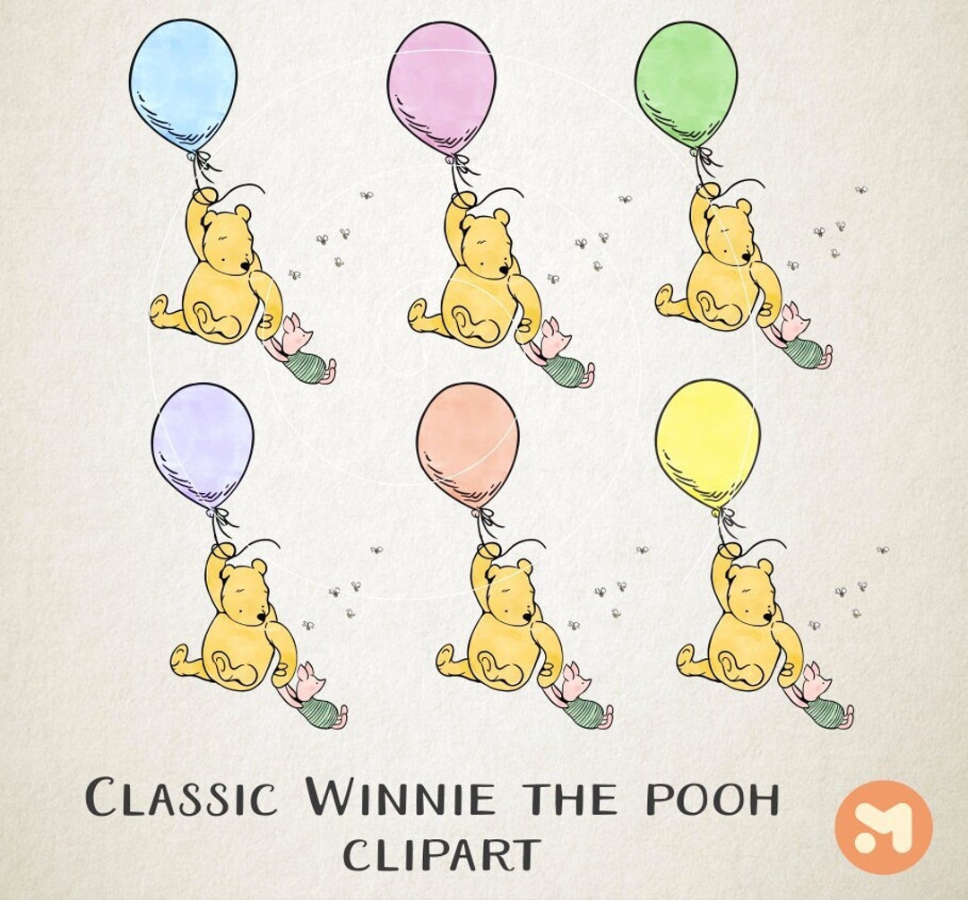 Classic Winnie the Pooh Clipart Images Balloon Png Baby Shower - Etsy