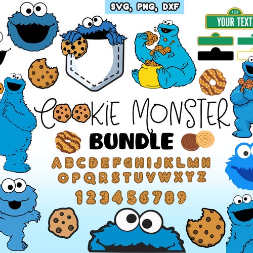 Cookie Monster Clipart Images Svg Png Esp Dfx Digital - Etsy