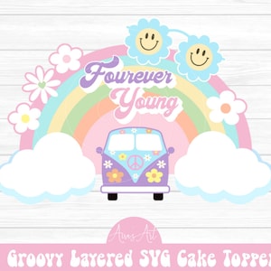 Forever Young Groovy Pastel SVG PNG File clipart Pastel Sublimation flower sunglasses Cricut Crafts Birthday Image Layered