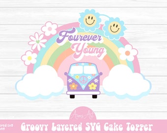 Forever Young Groovy Pastel SVG PNG File clipart Pastel Sublimation flower sunglasses Cricut Crafts Birthday Image Layered