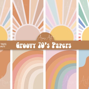 Retro Groovy Papier Muster Sonnenstrahlen Digital Papier Scrapbook Digital Smile Papier Groovy Geburtstag Groovy Baby Groovy One Two Groovy