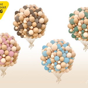 Bundle Heißluftballon Neutral Farben Teddybär Baby Shower Clipart Digital Download, Baby Bearly Wait Thema Korb Bär Teddybär Junge Mädchen
