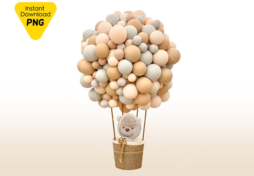 Hot Air Balloon Neutral Colors Teddy Bear Baby Shower Clipart Images ...