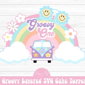 Groovy One SVG PNG Arquivo clipart Pastel Sublimação Cricut flor óculos de sol Artesanato Imagem de aniversário em camadas
