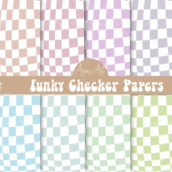 Funky Checker Paper 70s Pattern Digital Paper Digital Checkered Paper Pattern Psychedelic Warped Birthday Groovy Baby Groovy One Two Groovy