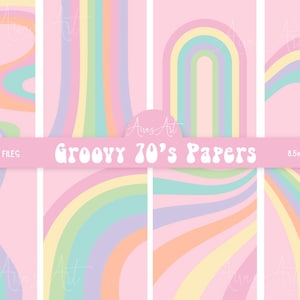 Patrones de papel retro con mucho estilo Papel digital pastel Álbum de recortes Papel digital Smile Forever Groovy Birthday Groovy Baby Groovy One Two Groovy
