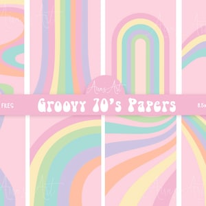 Retro Groovy Paper Patterns Pastel Digital Paper Scrapbook Digital Smile Paper forever Groovy Birthday Groovy Baby Groovy One Two Groovy