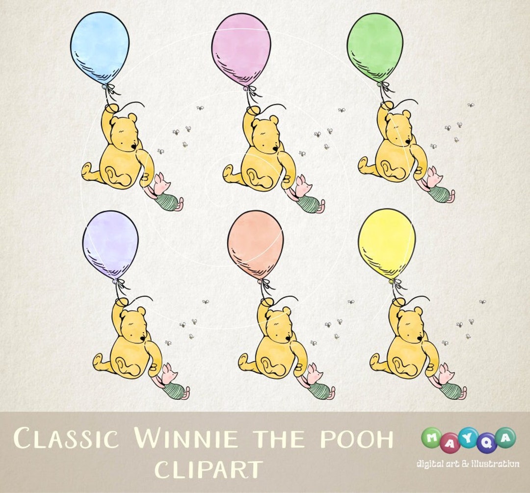Classic Winnie the Pooh Clipart Images Balloon Png Baby Shower Nursery