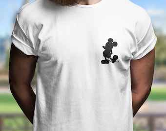 Mickey Mouse Silhouette Pocket Shirt | Vintage Disney Shirt | Pocket Size Print | Disney Matching Tees