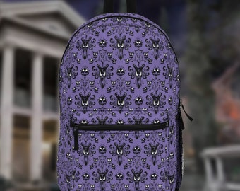 Haunted Mansion Backpack | Disney Parks Bag | Haunted Wallpaper Pattern | Foolish Mortals Gift | Spooky Disney Travel Backpack