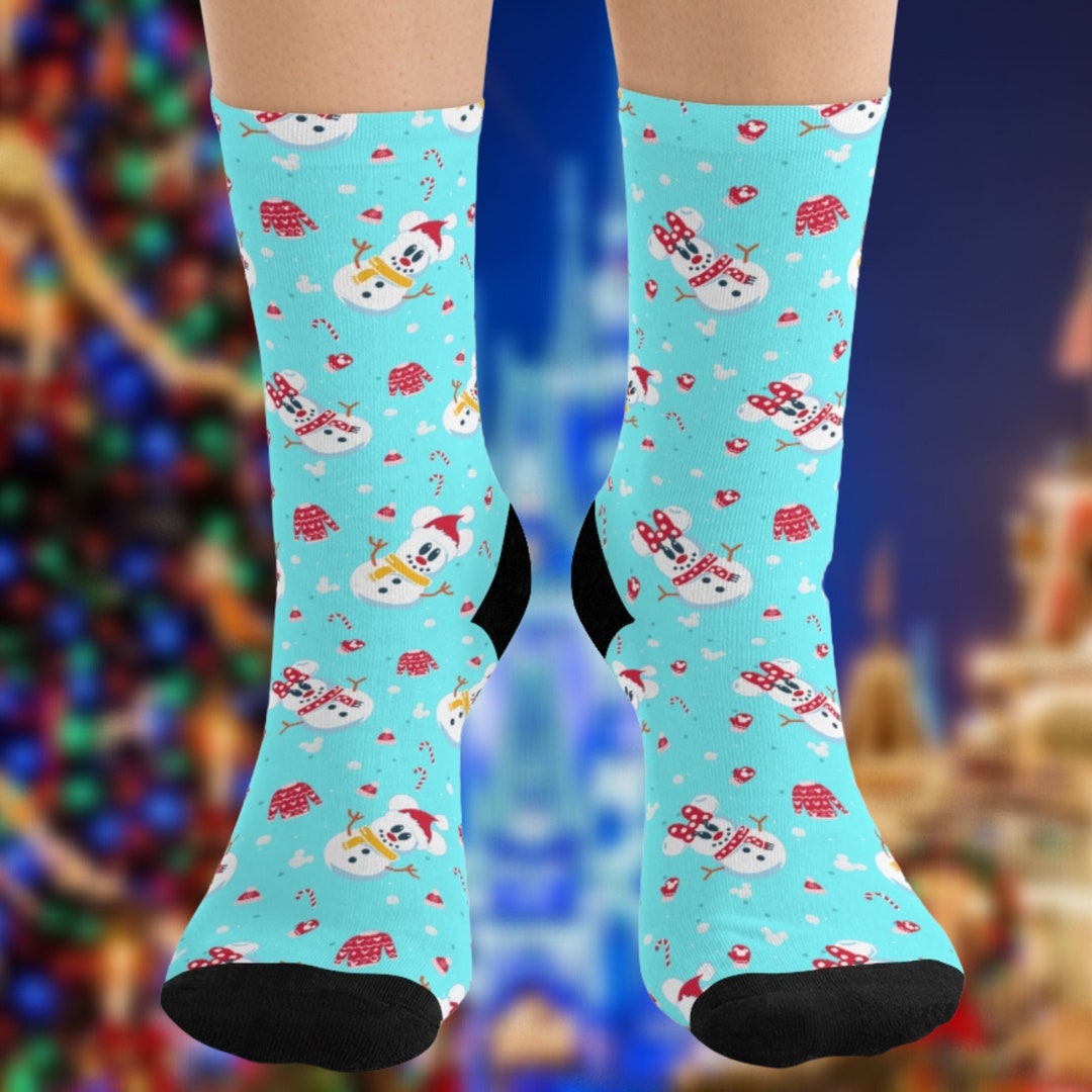 Mickey and Minnie Snowman Socks Disney Socks Christmas Etsy