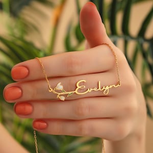 Birth Flower Name Necklace, Personalized Name Necklace, Christmas Gift for Daughters image 10