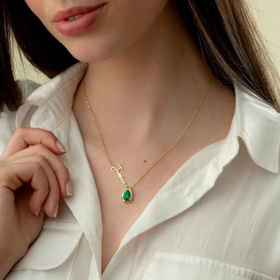 Name necklace sale with stones