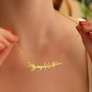 Birth Flower Name Necklace, Personalized Name Necklace, Christmas Gift for Daughters image 19