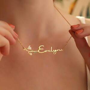 Birth Flower Name Necklace, Personalized Name Necklace, Christmas Gift for Daughters image 5