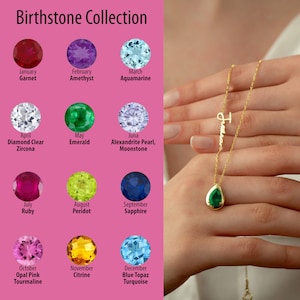 Personalized Birthstone Name Necklace: Sterling Silver Dainty Jewelry