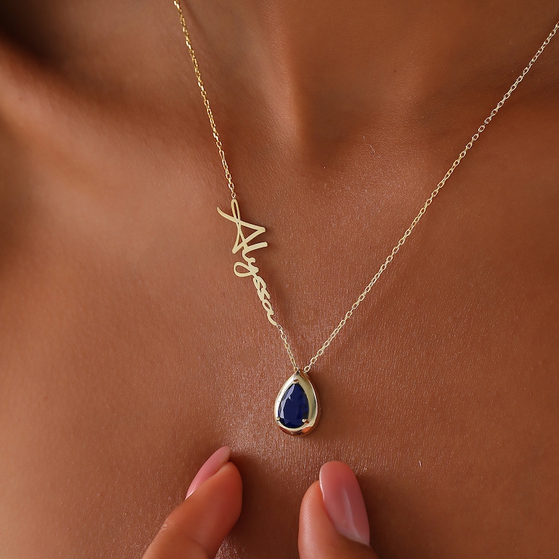 Minimalist jewelry for women, minimalist necklace with name, birthstone charm necklace, Anniversary birthday gift, unique birthstone jewelry image 2