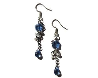 Pendientes colgantes de estrella con cuentas azules: pendientes colgantes hechos a mano